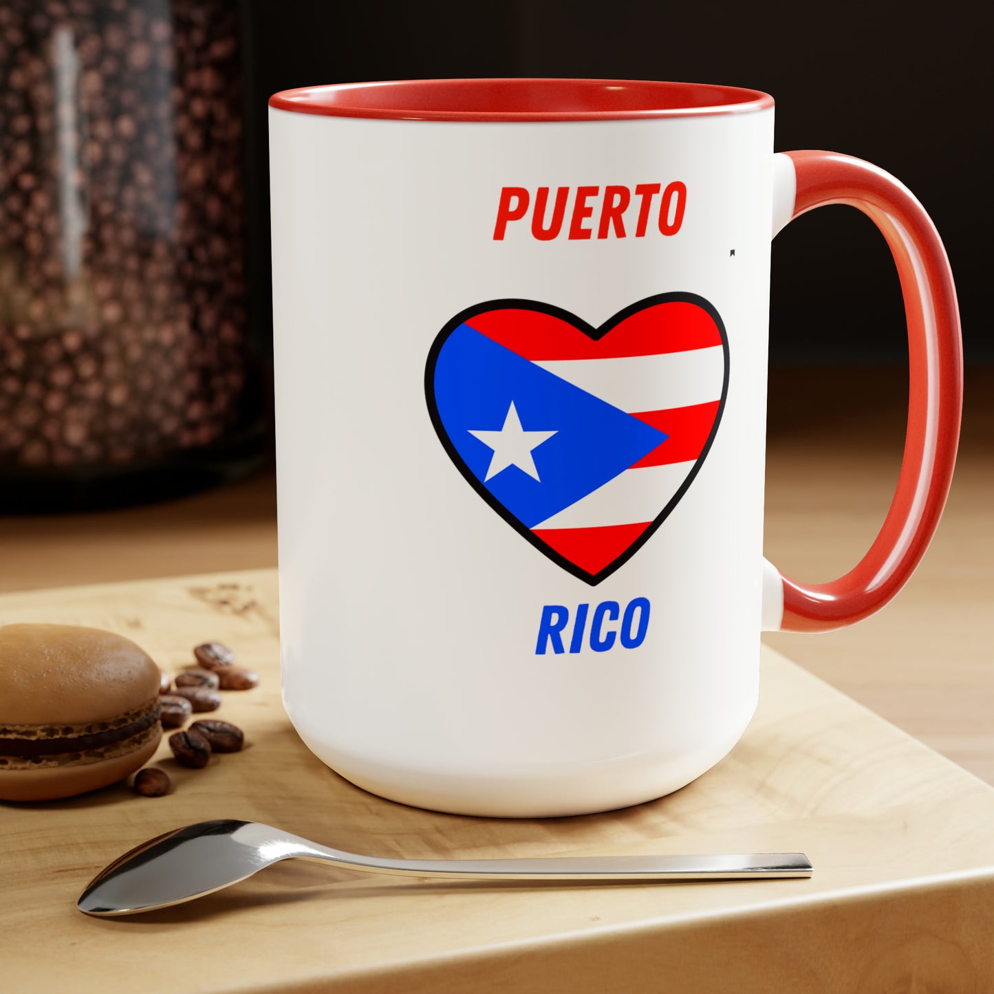 LOVE PUERTO RICO Two-Tone Coffee Mugs, 15oz