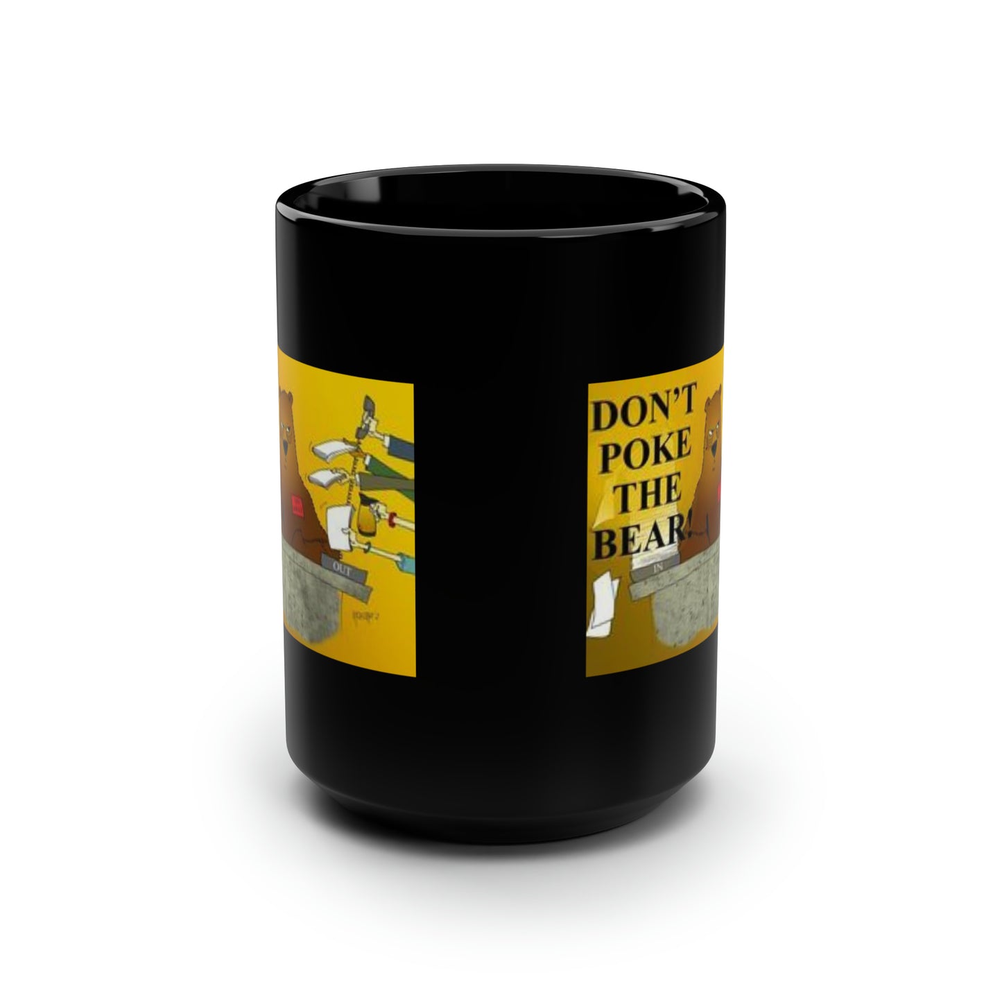 Don't Poke The Bear Black Coffee Mug, 15oz