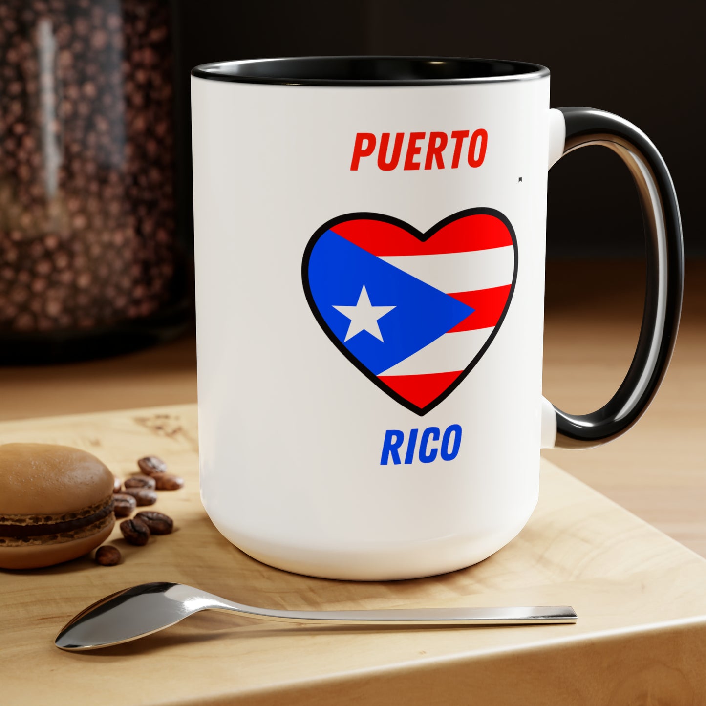 LOVE PUERTO RICO Two-Tone Coffee Mugs, 15oz