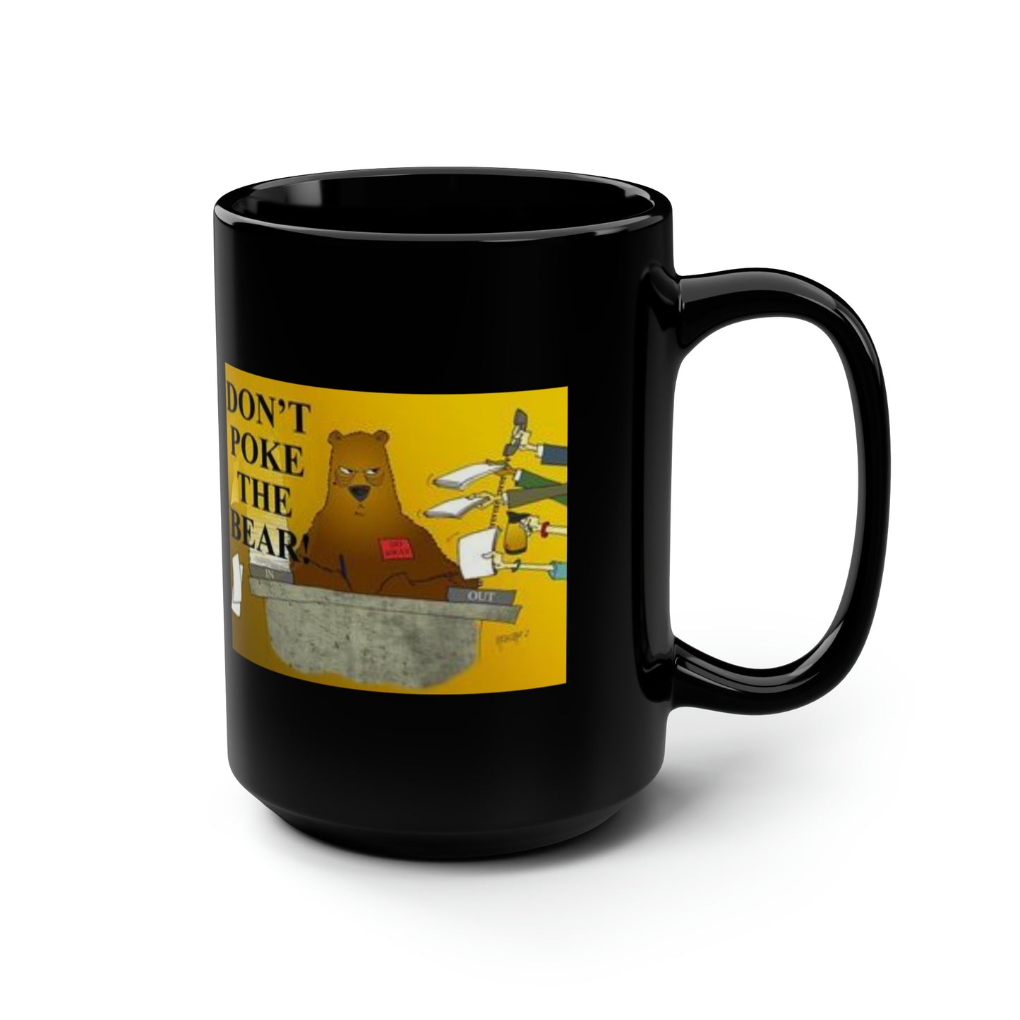 Don't Poke The Bear Black Coffee Mug, 15oz